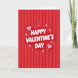 Tarjeta de San Valentín con rayas y brillo