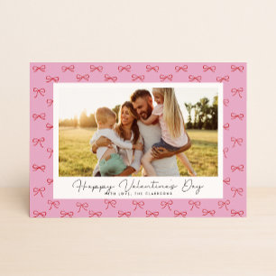 Tarjeta de San Valentín con una foto y lazo rosa C