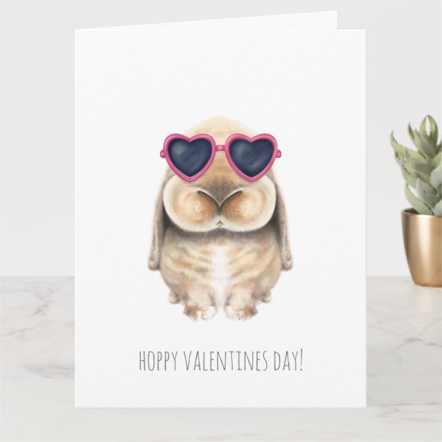 Tarjeta de San Valentín - Conejo de amor lindo (Planta pequeña)