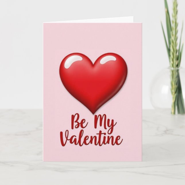 Tarjeta de San Valentín Corazón de Amor Rosa (Anverso)