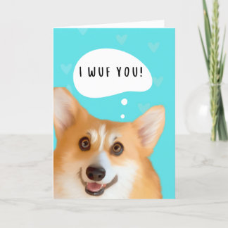 Tarjeta de San Valentín Corgi Aqua
