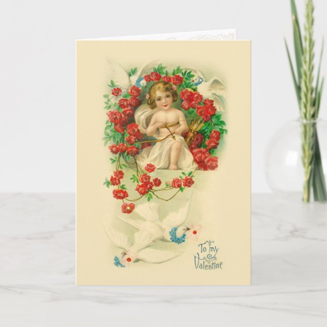 Tarjeta de San Valentín Cupido Vintage (Anverso)