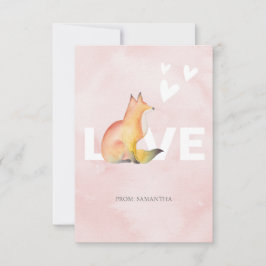 Tarjeta de San Valentín Cute Fox y Hearts Classroo
