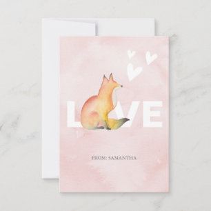 Tarjeta de San Valentín Cute Fox y Hearts Classroo