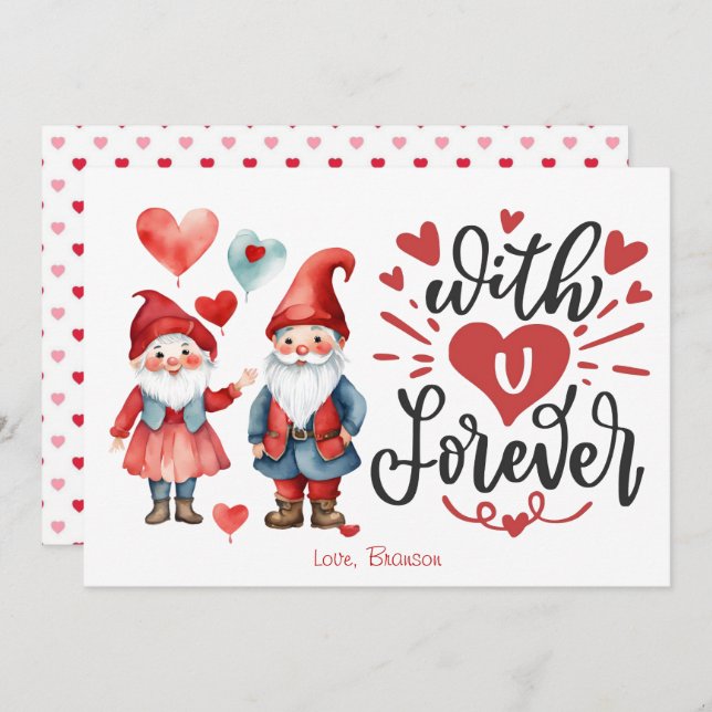Tarjeta de San Valentín Cute Gnome (Anverso / Reverso)