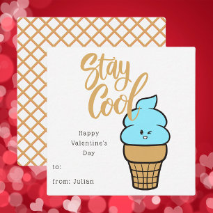 Tarjeta de San Valentín Cute Ice Cream Kids Classr