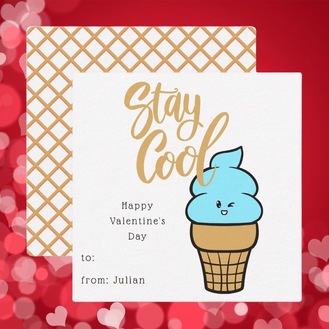 Tarjeta de San Valentín Cute Ice Cream Kids Classr (Subido por el creador)