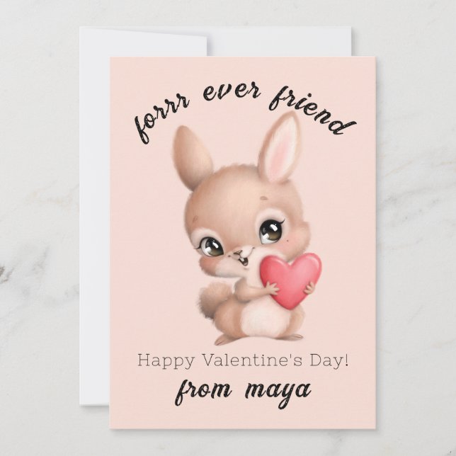 Tarjeta de San Valentín Cute rabbit Classroom (Anverso)