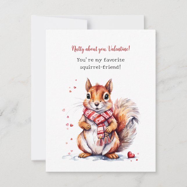 Tarjeta de San Valentín Cute Squirrel para niños (Anverso)