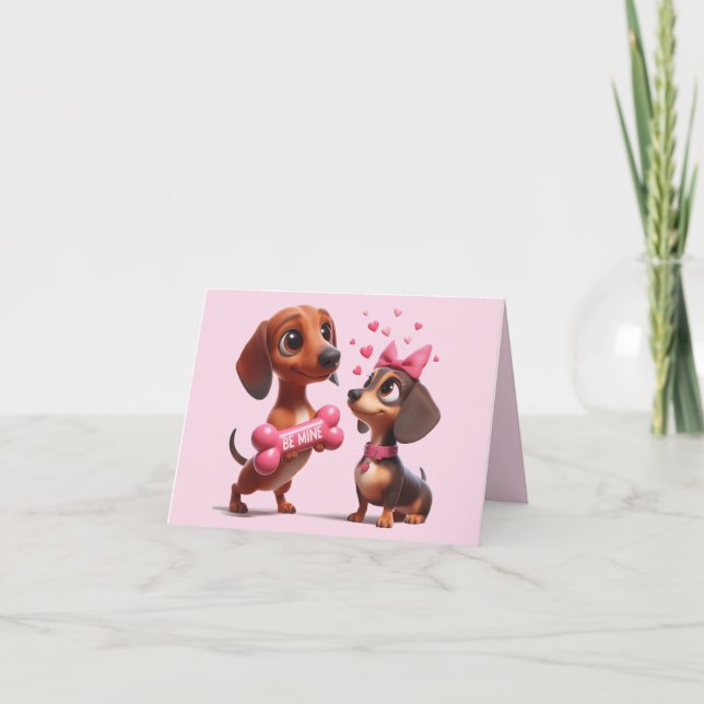 Tarjeta de San Valentín Dachshund animada (Anverso)