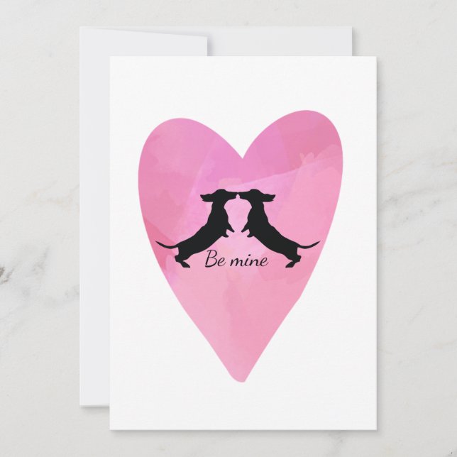 Tarjeta de San Valentín Dachshund Pink Heart (Anverso)