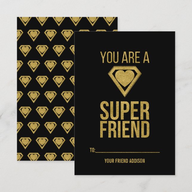 Tarjeta de San Valentín de amigo de superhéroes Go (Anverso / Reverso)