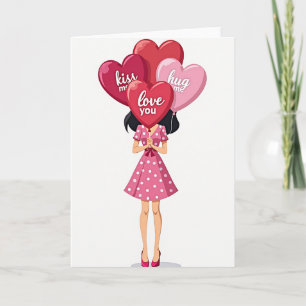 Tarjeta de San Valentín de Amor, Besos y Abrazos
