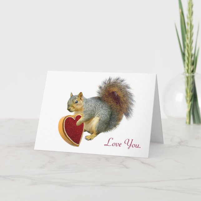Tarjeta de San Valentín de amor de ardilla (Anverso)