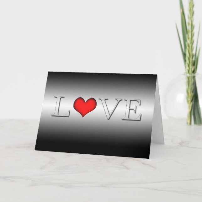 Tarjeta de San Valentín de "amor" en blanco y negr (Anverso)