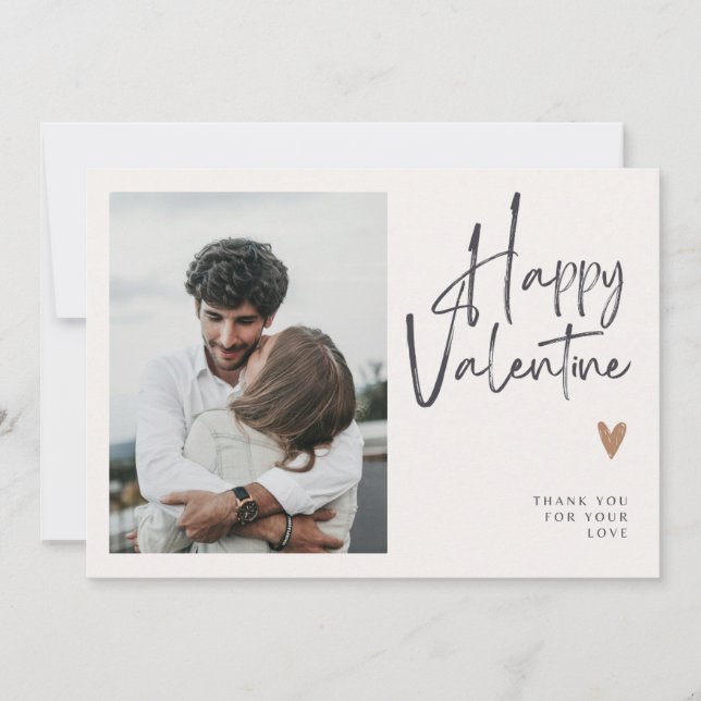 Tarjeta de San Valentín de amor escrita Beige Phot (Anverso)