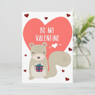 Tarjeta de San Valentín de ardilla linda