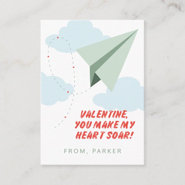 Tarjeta de San Valentín de avión de Heart Soar Pap (Anverso)