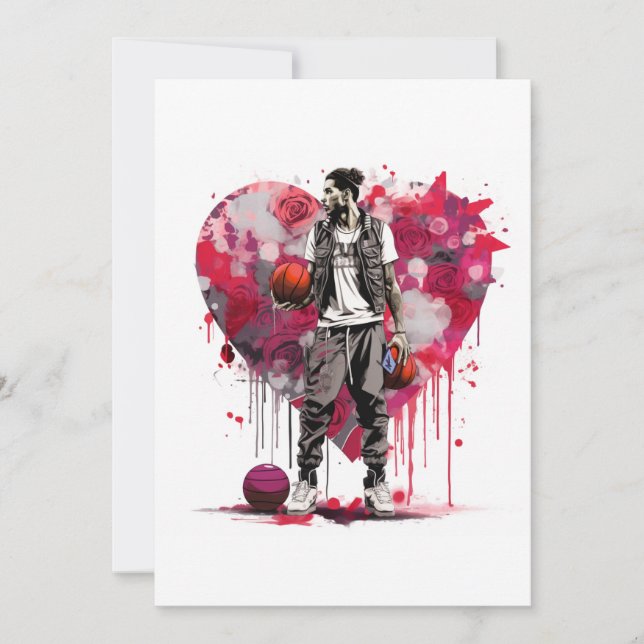 Tarjeta de San Valentín de baloncesto (Anverso)