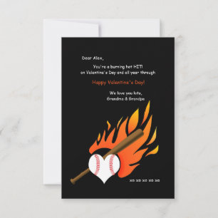 Tarjeta de San Valentín de Béisbol en llamas