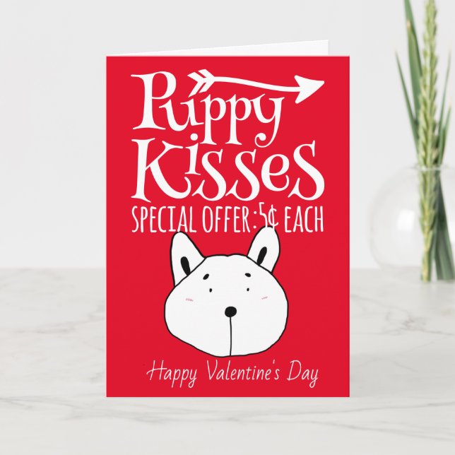 Tarjeta de San Valentín de Besos de Cachorro (Anverso)