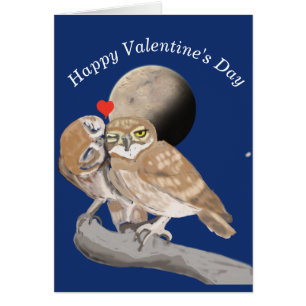 Tarjeta de San Valentín de búho besante