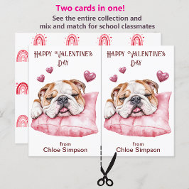 Tarjeta de San Valentín de Bulldog durmiendo niño