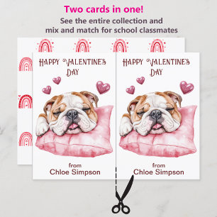 Tarjeta de San Valentín de Bulldog durmiendo niño