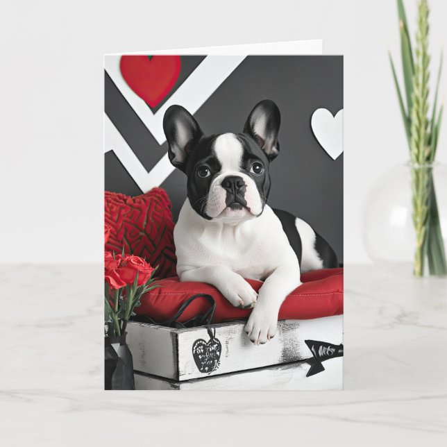 Tarjeta de San Valentín de Bulldog francés (Anverso)