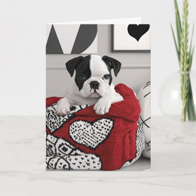 Tarjeta de San Valentín de Bulldog inglés (Anverso)