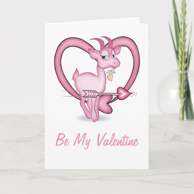 Tarjeta de San Valentín de cabra rosa (Anverso)