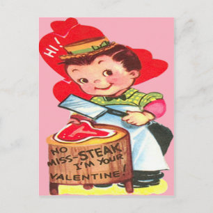 Tarjeta de San Valentín de carnicero retro vintage