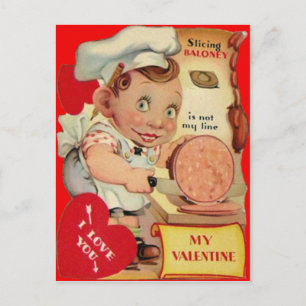 Tarjeta de San Valentín de carnicero retro vintage
