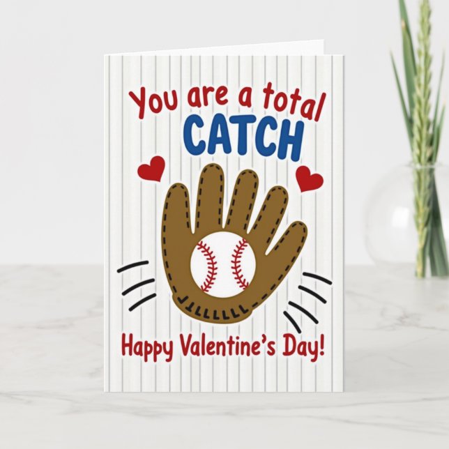 Tarjeta de San Valentín de Catch de Béisbol (Anverso)