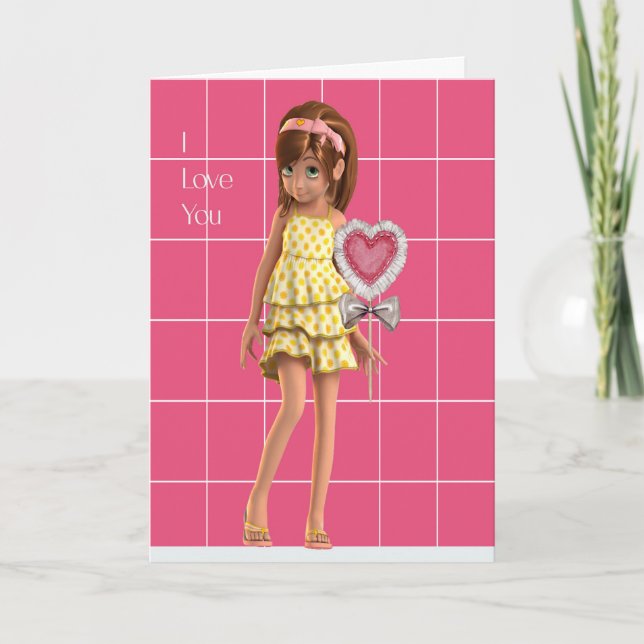 Tarjeta de San Valentín de Chica joven a mamá (Anverso)