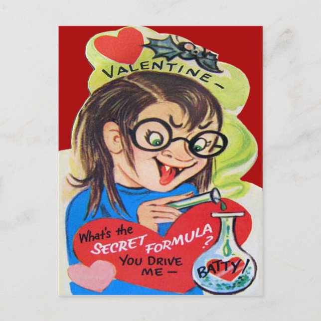 Tarjeta de San Valentín de científico loco retro v (Anverso)