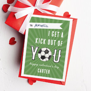 Tarjeta de San Valentín de clase de fútbol de Kick