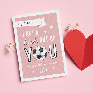 Tarjeta de San Valentín de clase de fútbol de Kick