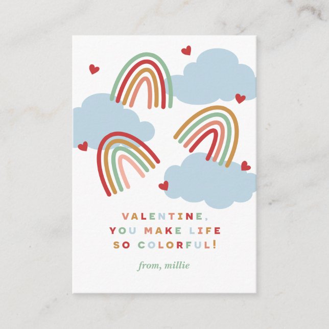 Tarjeta de San Valentín de clase de vida colorida  (Anverso)