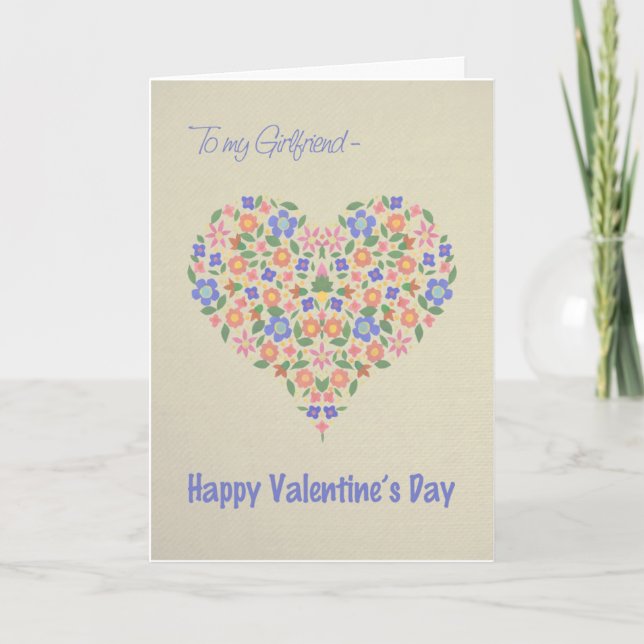 Tarjeta de San Valentín de Corazón Floral de Arte  (Anverso)