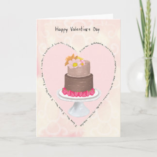 Tarjeta de San Valentín de Corazón y Pastel