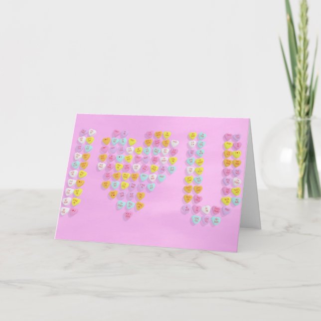 Tarjeta de San Valentín de Corazones Candy con fon (Anverso)