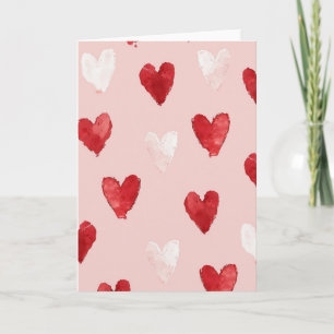Tarjeta de San Valentín de corazones de acuarela