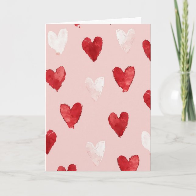 Tarjeta de San Valentín de corazones de acuarela (Anverso)