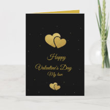 Tarjeta de San Valentín de Corazones de Oro Elegan