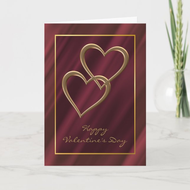 Tarjeta de San Valentín de corazones dorados (Anverso)