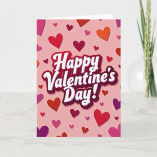 Tarjeta de San Valentín de Corazones Felices Rosad