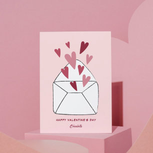 Tarjeta de San Valentín de corazones rosados lindo