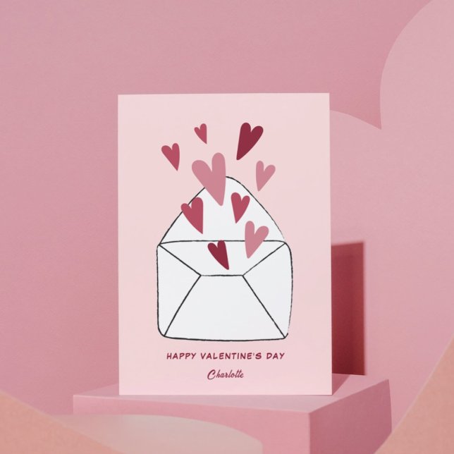Tarjeta de San Valentín de corazones rosados lindo (Subido por el creador)