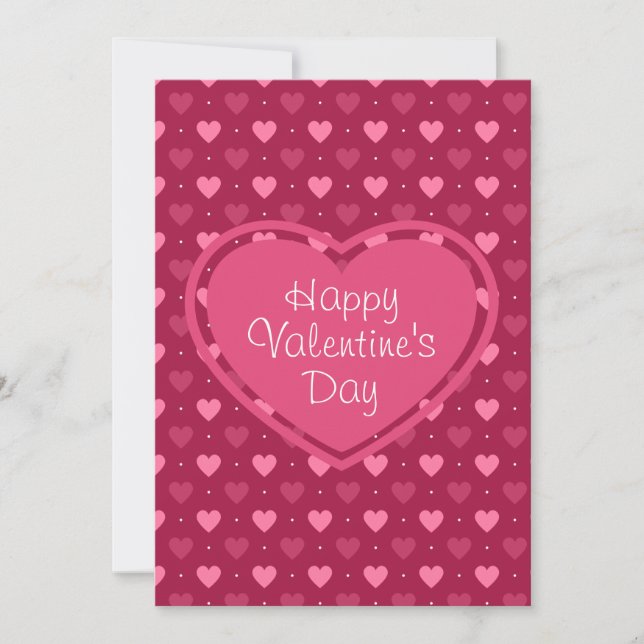 Tarjeta de San Valentín de corazones rosados y roj (Anverso)